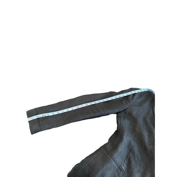 AYR Black Basic Lagenlook Coastal Granmda Relaxed The Rumpled Linen Blazer 6 - Picture 12 of 13